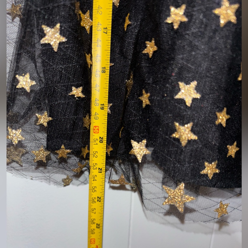 Unique Vintage Black Gold Star Mesh Babydoll Belle Dress M/6-8 NWT ✨ - Picture 8 of 14